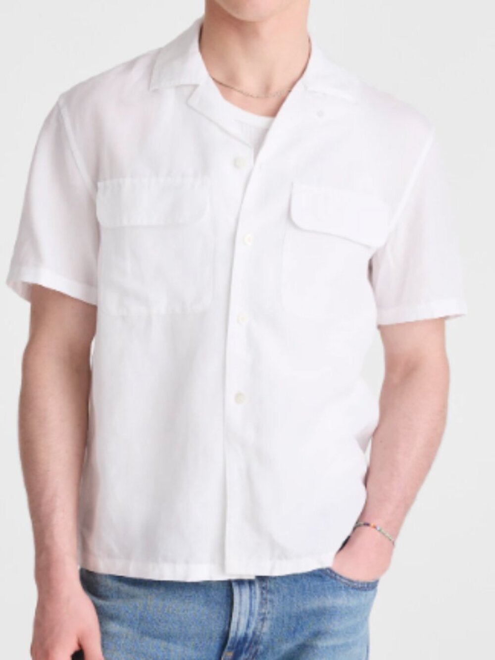 H&M Men’s Linen Cotton Utility Shirt Short Sleeve Button Up Size L